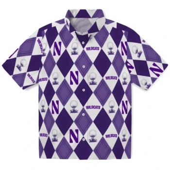 northwestern wildcats balloon plaid purple hawaiian shirts best selling