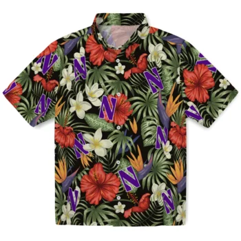 northwestern wildcats hibiscus bird hawaiian shirts best selling