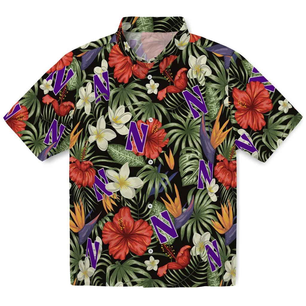 Northwestern Wildcats Hawaiian Shirt - Hawaii Floral Hibiscus northwestern wildcats hibiscus bird hawaiian shirts best selling
