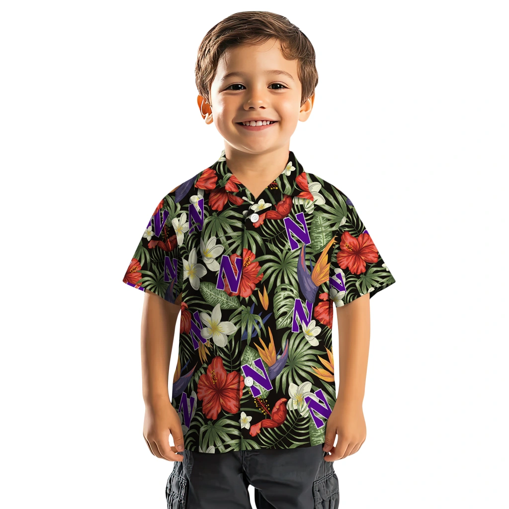 Northwestern Wildcats Hawaiian Shirt - Hawaii Floral Hibiscus northwestern wildcats hibiscus bird hawaiian shirts top rated
