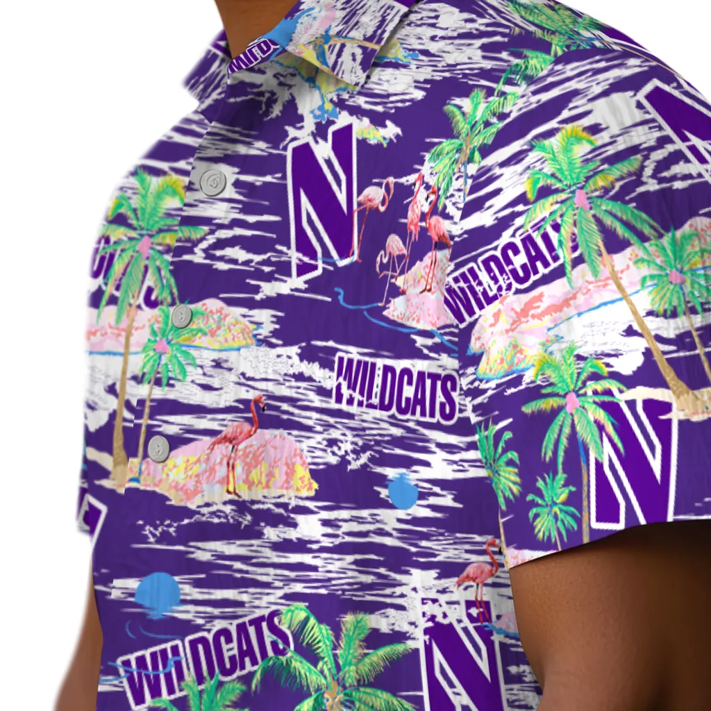 Northwestern Wildcats Hawaiian Shirt - Hawaii Island northwestern wildcats flamingo retreat purple hawaiian shirts trendy
