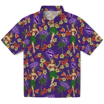 northwestern wildcats hawaiian girls design purple hawaiian shirts best selling