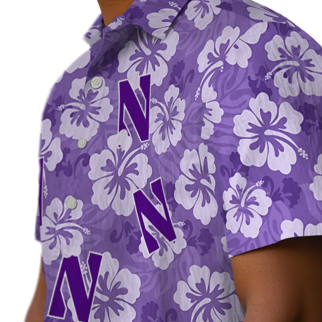 Northwestern Wildcats Hawaiian Shirt - Hibiscus Cluster northwestern wildcats hibiscus cluster purple hawaiian shirts trendy