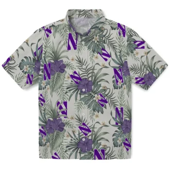 northwestern wildcats hibiscus designs beige hawaiian shirts best selling