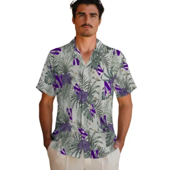 northwestern wildcats hibiscus designs beige hawaiian shirts fashion forward