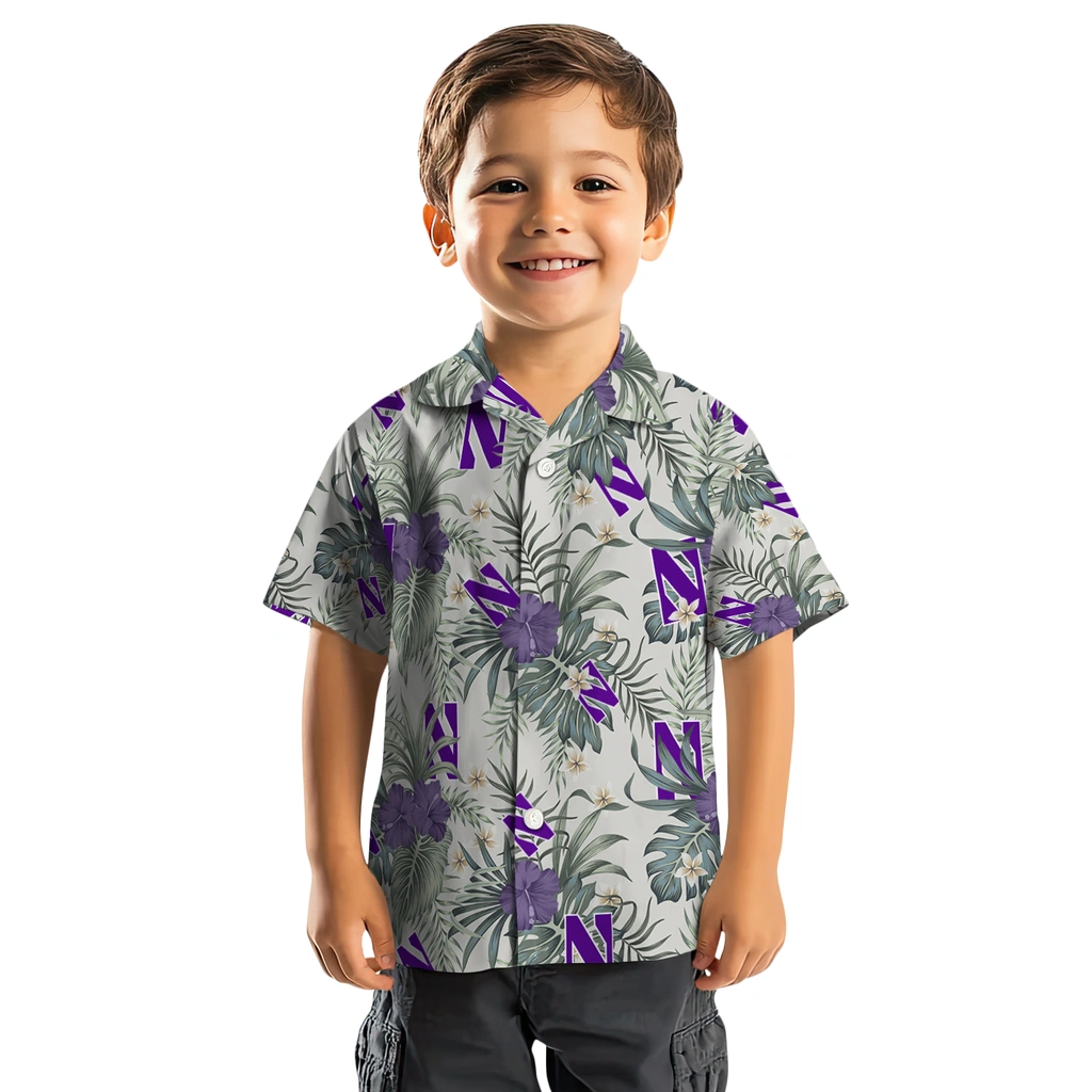 Northwestern Wildcats Hawaiian Shirt - Hibiscus Designs northwestern wildcats hibiscus designs beige hawaiian shirts top rated