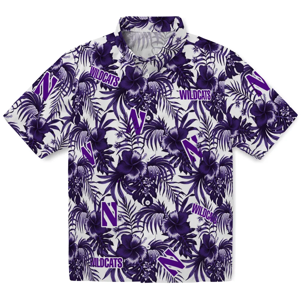 Northwestern Wildcats Hawaiian Shirt - Hibiscus Exotic northwestern wildcats hibiscus exotic purple hawaiian shirts best selling