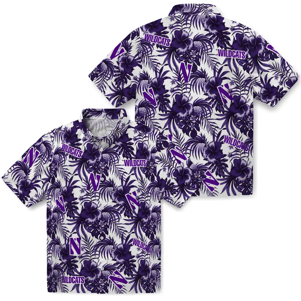 Northwestern Wildcats Hawaiian Shirt - Hibiscus Exotic northwestern wildcats hibiscus exotic purple hawaiian shirts high quality