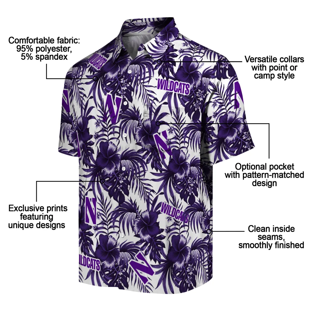 Northwestern Wildcats Hawaiian Shirt - Hibiscus Exotic northwestern wildcats hibiscus exotic purple hawaiian shirts new arrival