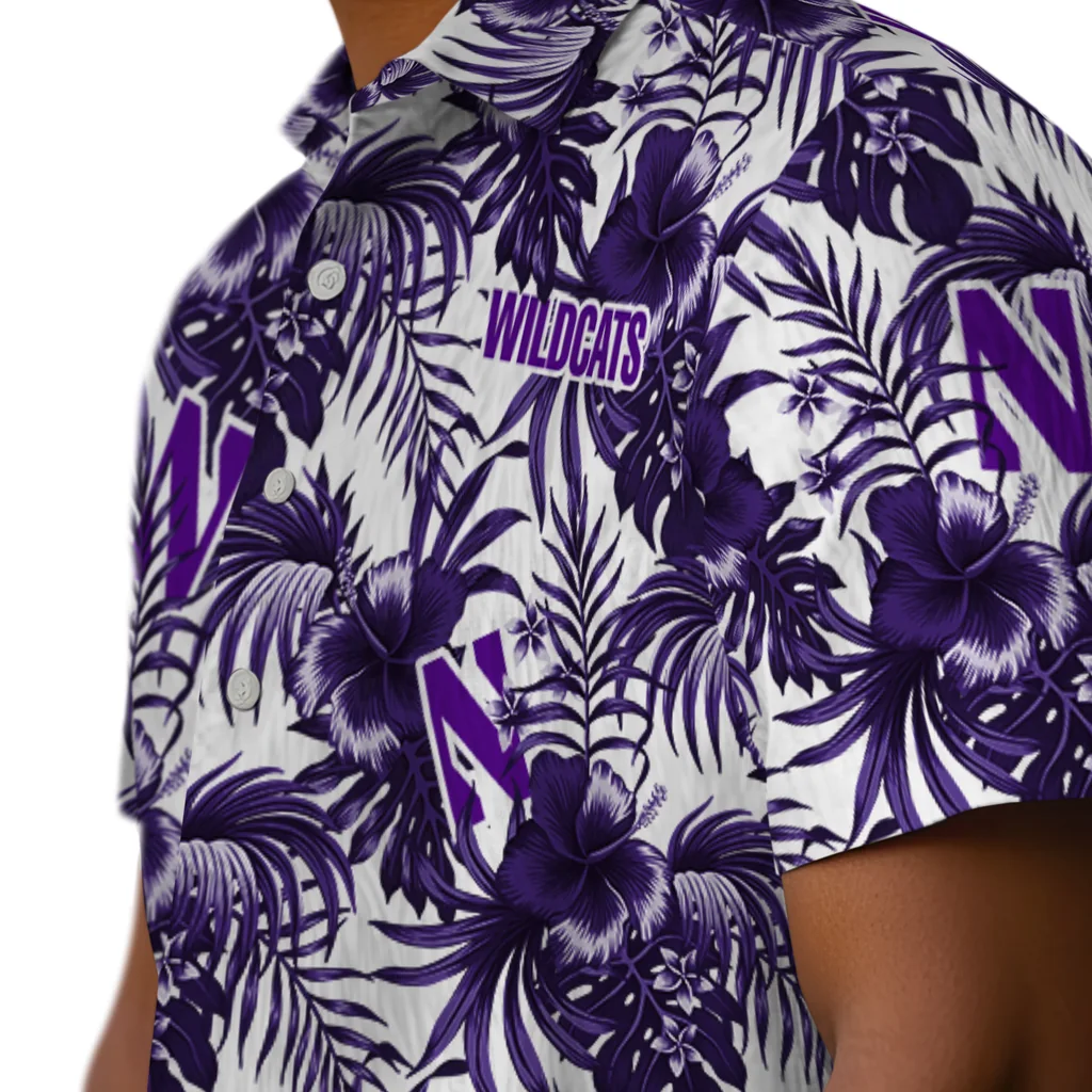 Northwestern Wildcats Hawaiian Shirt - Hibiscus Exotic northwestern wildcats hibiscus exotic purple hawaiian shirts trendy