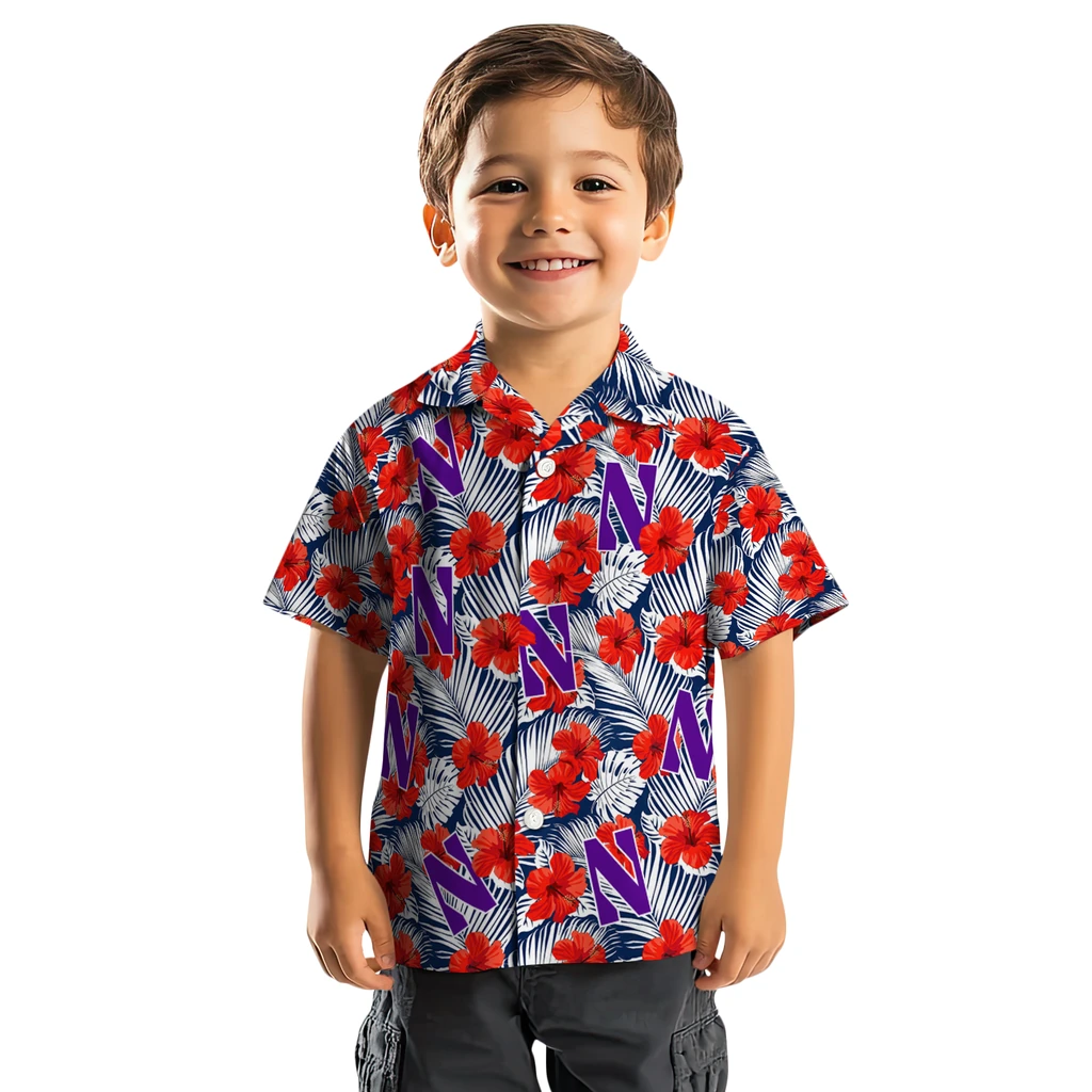Northwestern Wildcats Hawaiian Shirt - Hibiscus Fiesta northwestern wildcats hibiscus fiesta red royal blue hawaiian shirts top rated