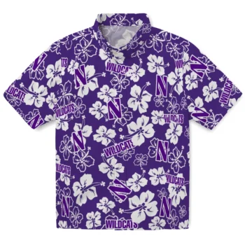 northwestern wildcats hibiscus bloom purple hawaiian shirts best selling
