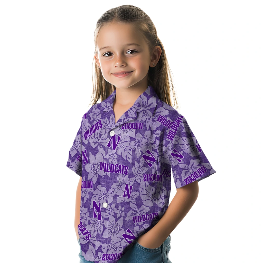 Northwestern Wildcats Hawaiian Shirt - Hibiscus Oasis northwestern wildcats hibiscus oasis purple hawaiian shirts premium grade