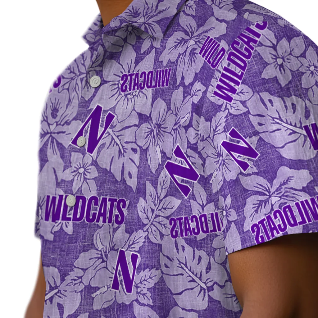 Northwestern Wildcats Hawaiian Shirt - Hibiscus Oasis northwestern wildcats hibiscus oasis purple hawaiian shirts trendy