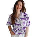 Northwestern Wildcats Hawaiian Shirt – Hibiscus Overlay