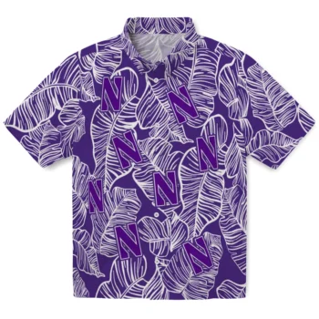 northwestern wildcats leaf outline purple hawaiian shirts best selling