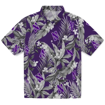northwestern wildcats palm leaves purple hawaiian shirts best selling