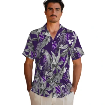 northwestern wildcats palm leaves purple hawaiian shirts fashion forward