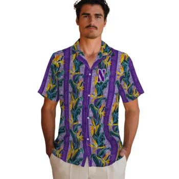northwestern wildcats paradise vines purple hawaiian shirts fashion forward