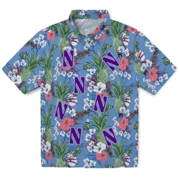 northwestern wildcats pineapple bouquet best sky blue hawaiian shirts best selling