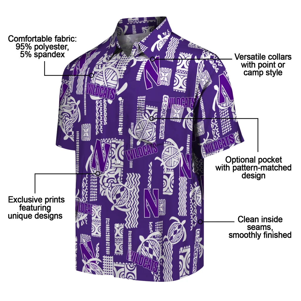 Northwestern Wildcats Hawaiian Shirt - Turtle Lines northwestern wildcats turtle lines purple hawaiian shirts new arrival