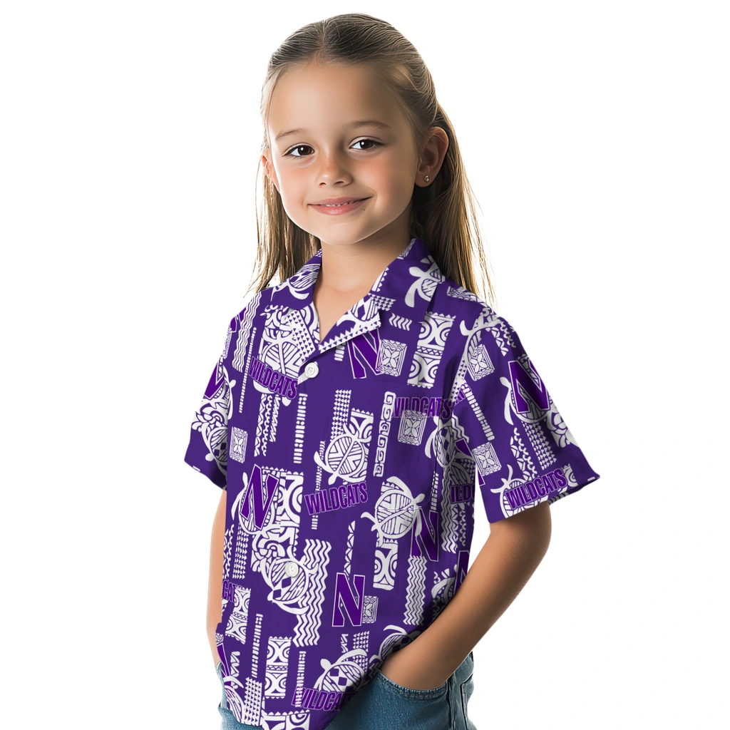 Northwestern Wildcats Hawaiian Shirt - Turtle Lines northwestern wildcats turtle lines purple hawaiian shirts premium grade