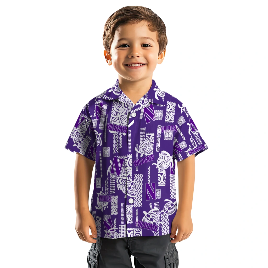 Northwestern Wildcats Hawaiian Shirt - Turtle Lines northwestern wildcats turtle lines purple hawaiian shirts top rated