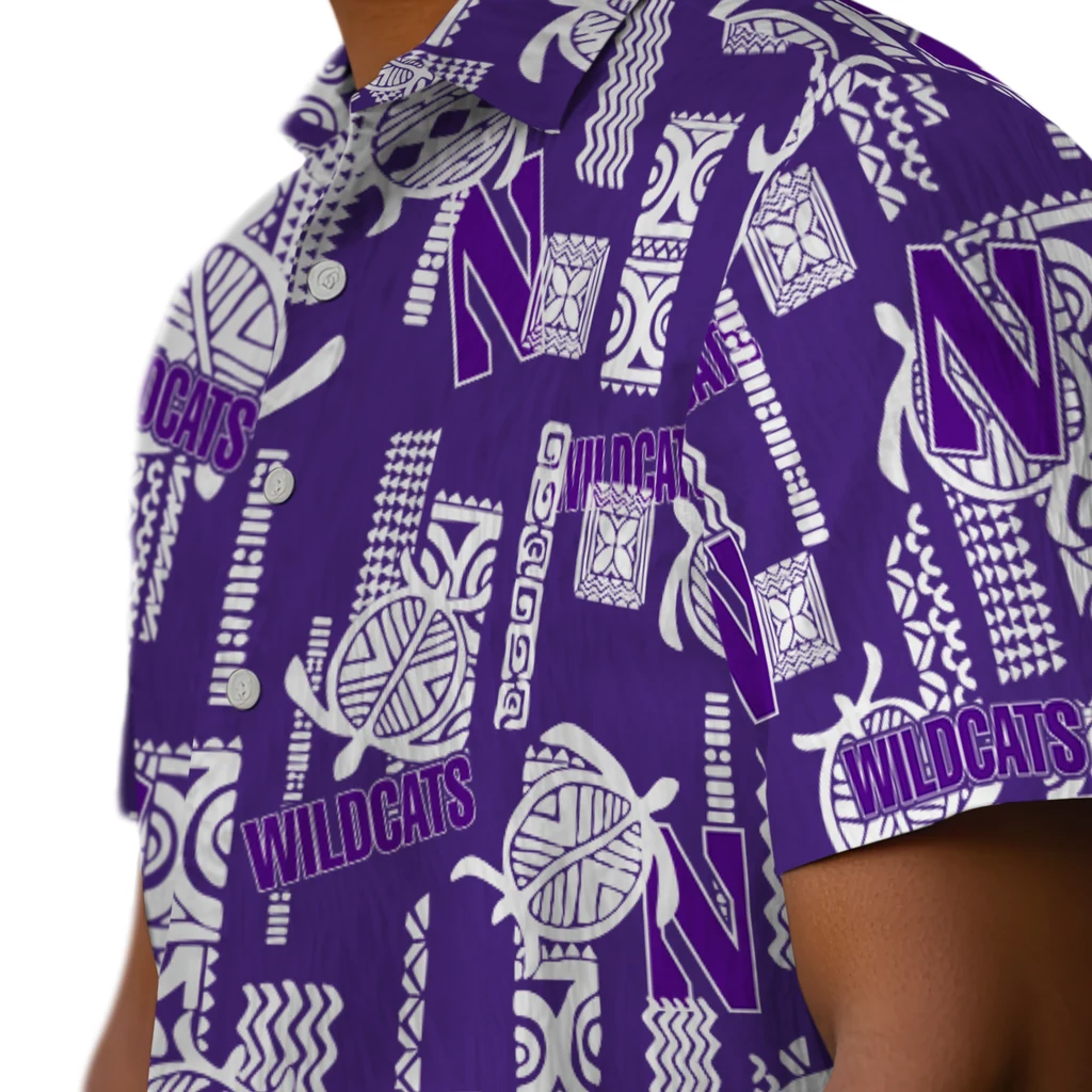 Northwestern Wildcats Hawaiian Shirt - Turtle Lines northwestern wildcats turtle lines purple hawaiian shirts trendy