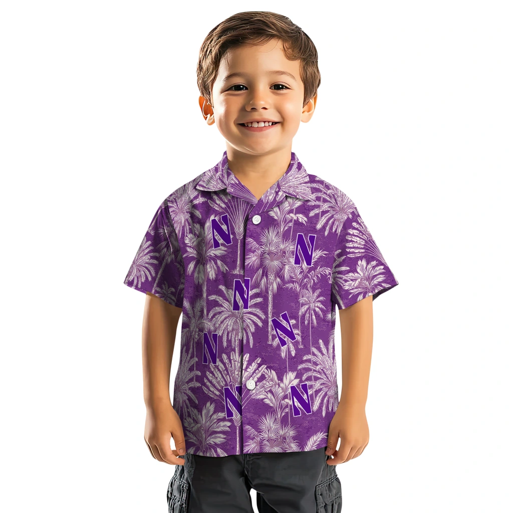 Northwestern Wildcats Hawaiian Shirt - Vintage Palm Tree northwestern wildcats palm shadows purple hawaiian shirts top rated
