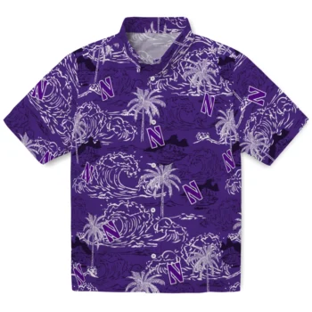 northwestern wildcats wave palm purple hawaiian shirts best selling