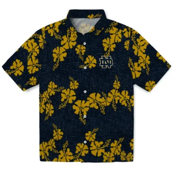 notre dame fighting irish hibiscus petals navy hawaiian shirts best selling