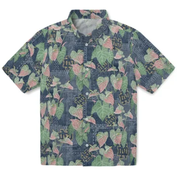 notre dame fighting irish anthurium overlay navy hawaiian shirts best selling