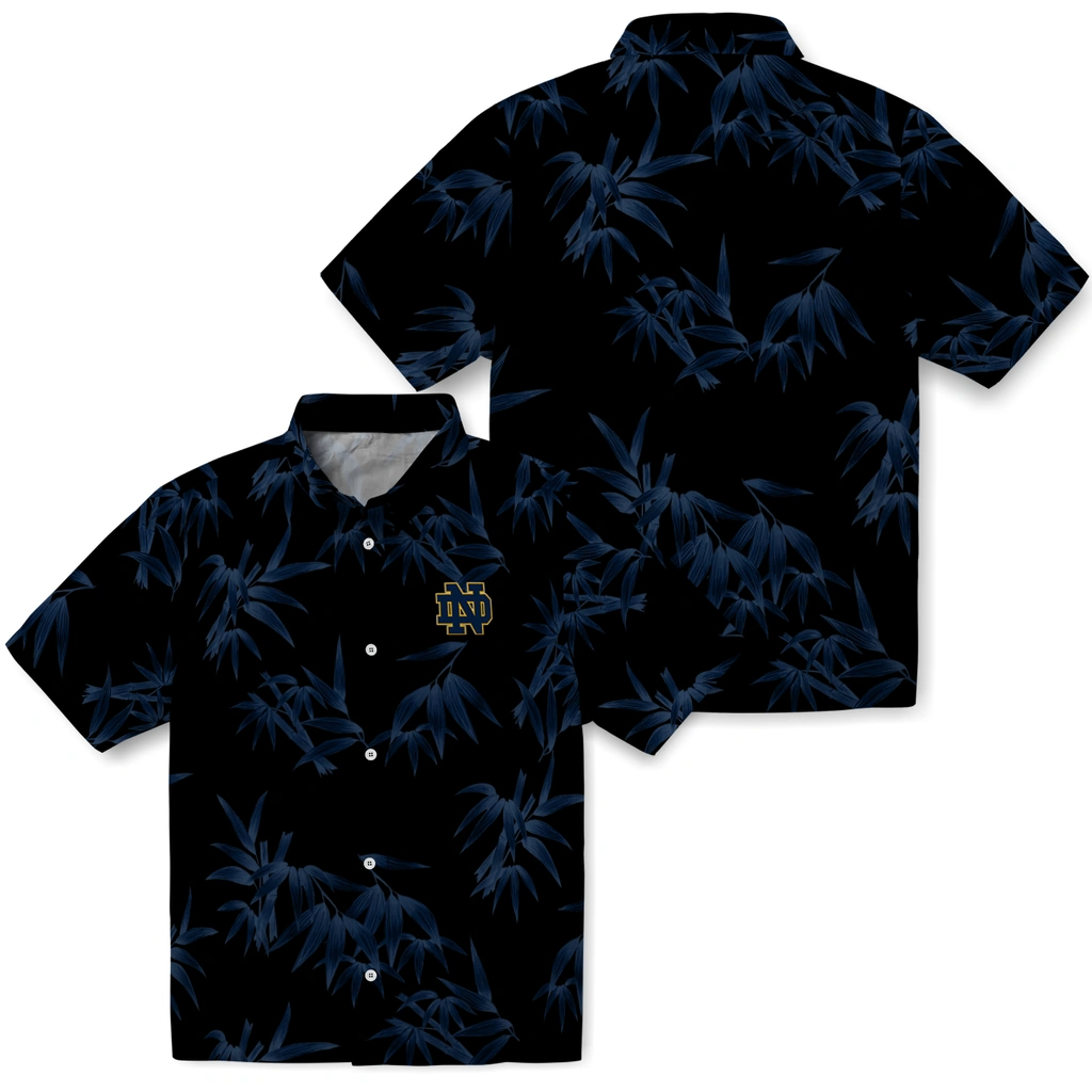 Notre Dame Fighting Irish Hawaiian Shirt - Bamboo Branches notre dame fighting irish bamboo branches navy black hawaiian shirts high quality