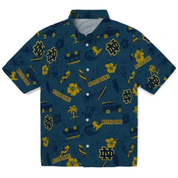 notre dame fighting irish beach vibe navy hawaiian shirts best selling