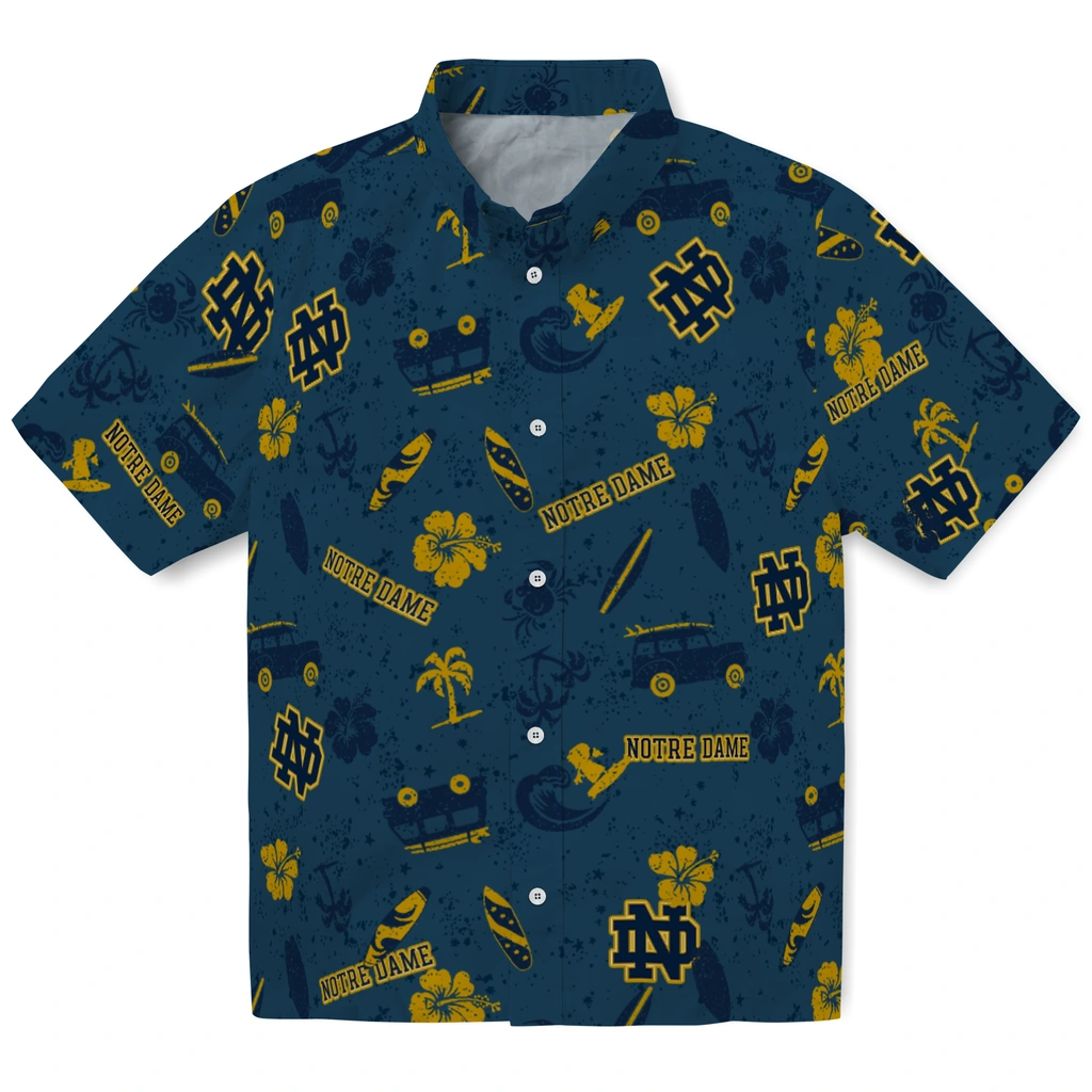 Notre Dame Fighting Irish Hawaiian Shirt - Beach Vibe notre dame fighting irish beach vibe navy hawaiian shirts best selling
