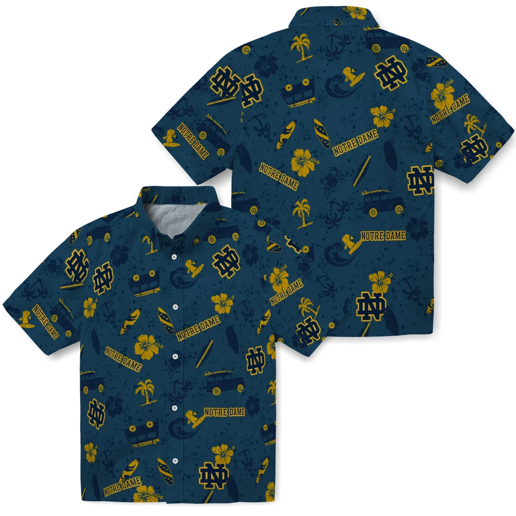 Notre Dame Fighting Irish Hawaiian Shirt - Beach Vibe notre dame fighting irish beach vibe navy hawaiian shirts high quality