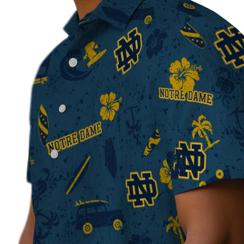 Notre Dame Fighting Irish Hawaiian Shirt - Beach Vibe notre dame fighting irish beach vibe navy hawaiian shirts trendy