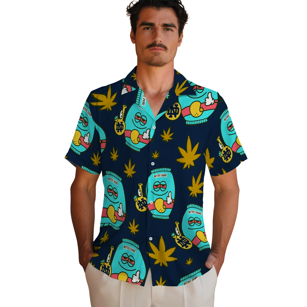 Notre Dame Fighting Irish Hawaiian Shirt - Chill Vibe notre dame fighting irish bong smile navy hawaiian shirts fashion forward