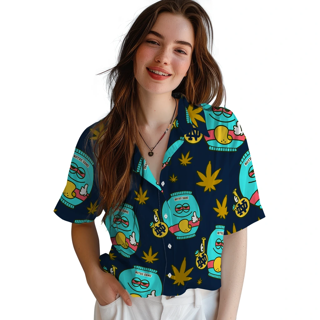 Notre Dame Fighting Irish Hawaiian Shirt - Chill Vibe notre dame fighting irish bong smile navy hawaiian shirts latest model