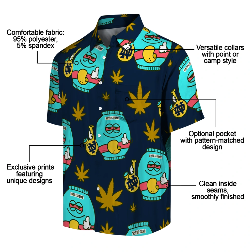 Notre Dame Fighting Irish Hawaiian Shirt - Chill Vibe notre dame fighting irish bong smile navy hawaiian shirts new arrival