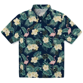 notre dame fighting irish flamingo palms navy hawaiian shirts best selling