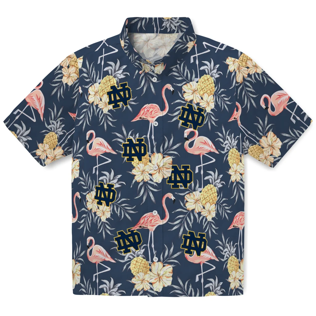 Notre Dame Fighting Irish Hawaiian Shirt - Flamingo Hibiscus notre dame fighting irish flamingo hibiscus navy hawaiian shirts best selling