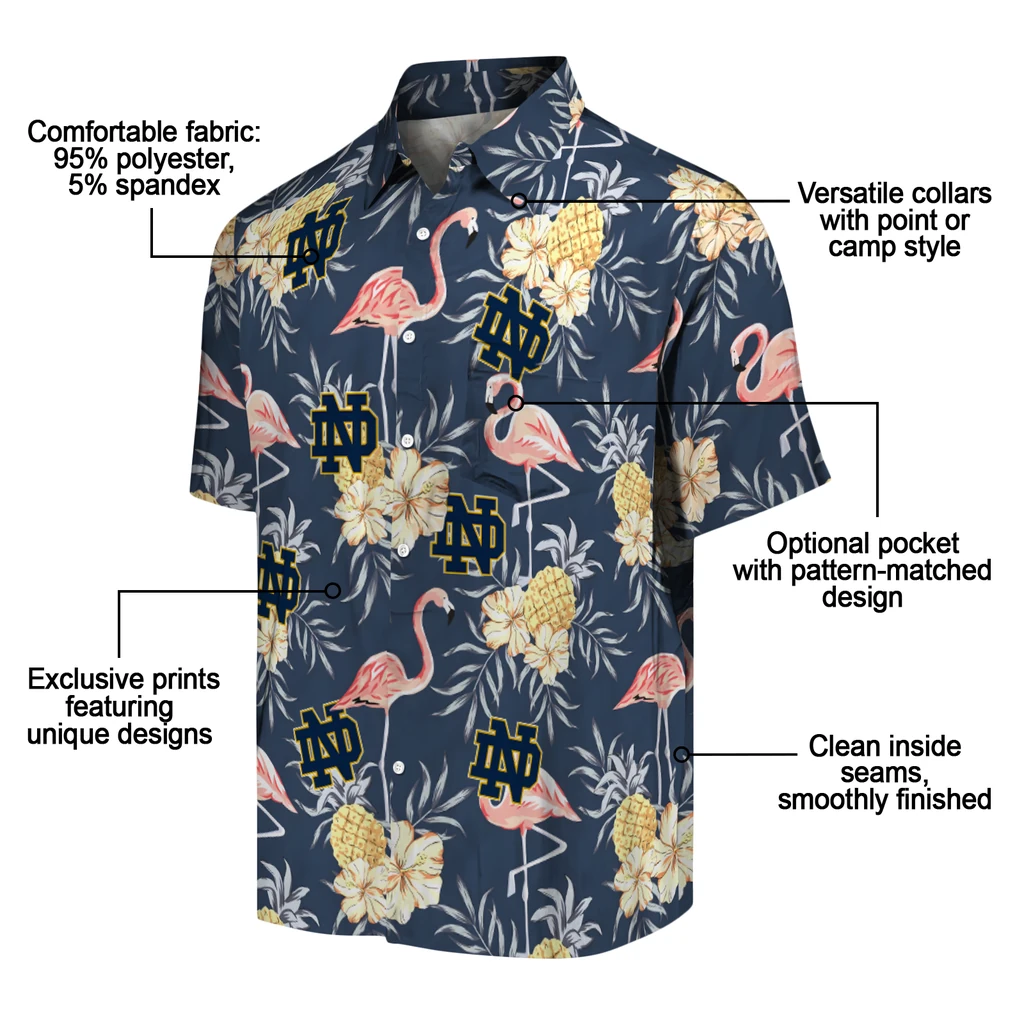 Notre Dame Fighting Irish Hawaiian Shirt - Flamingo Hibiscus notre dame fighting irish flamingo hibiscus navy hawaiian shirts new arrival