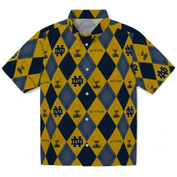 notre dame fighting irish balloon plaid navy hawaiian shirts best selling