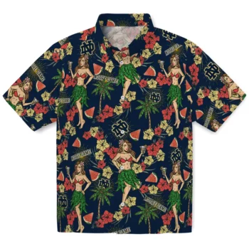 notre dame fighting irish hawaiian girls design navy hawaiian shirts best selling