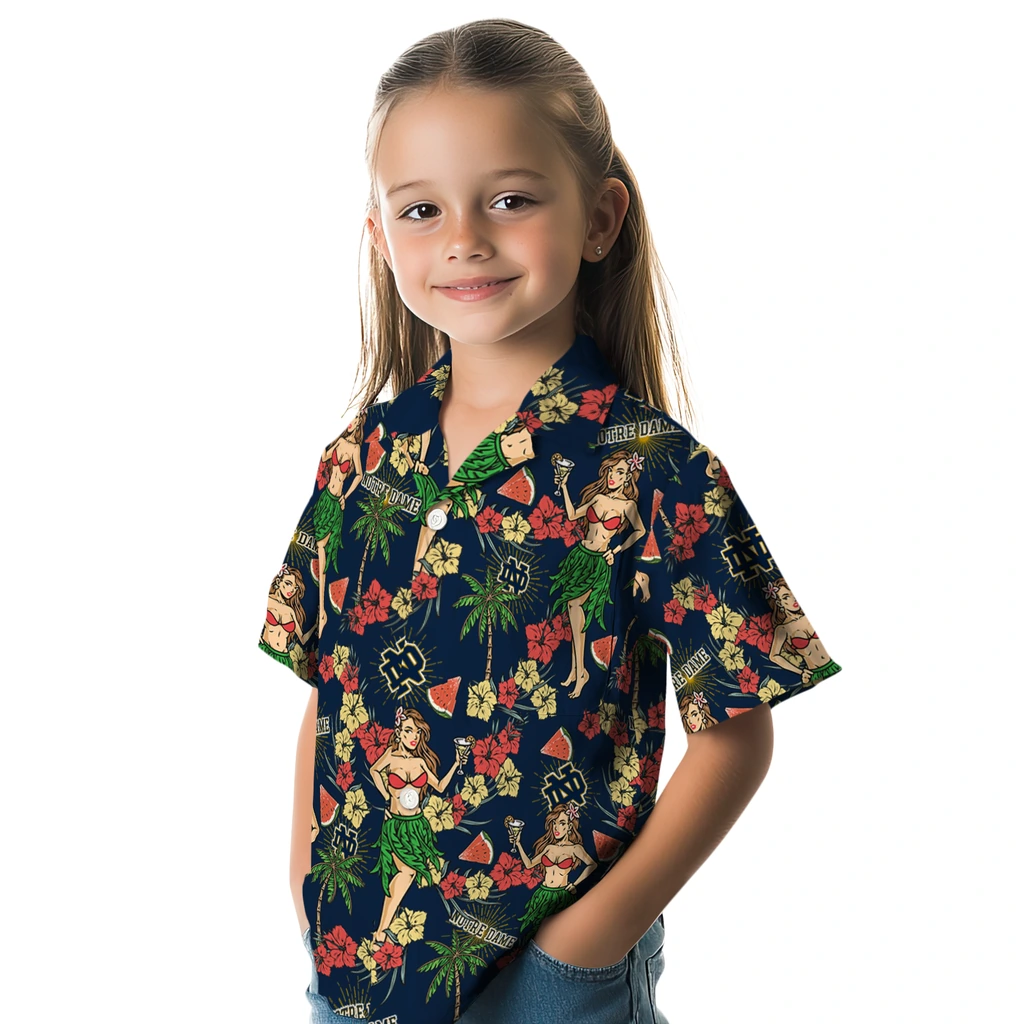 Notre Dame Fighting Irish Hawaiian Shirt - Hawaiian Girls Design notre dame fighting irish hawaiian girls design navy hawaiian shirts premium grade