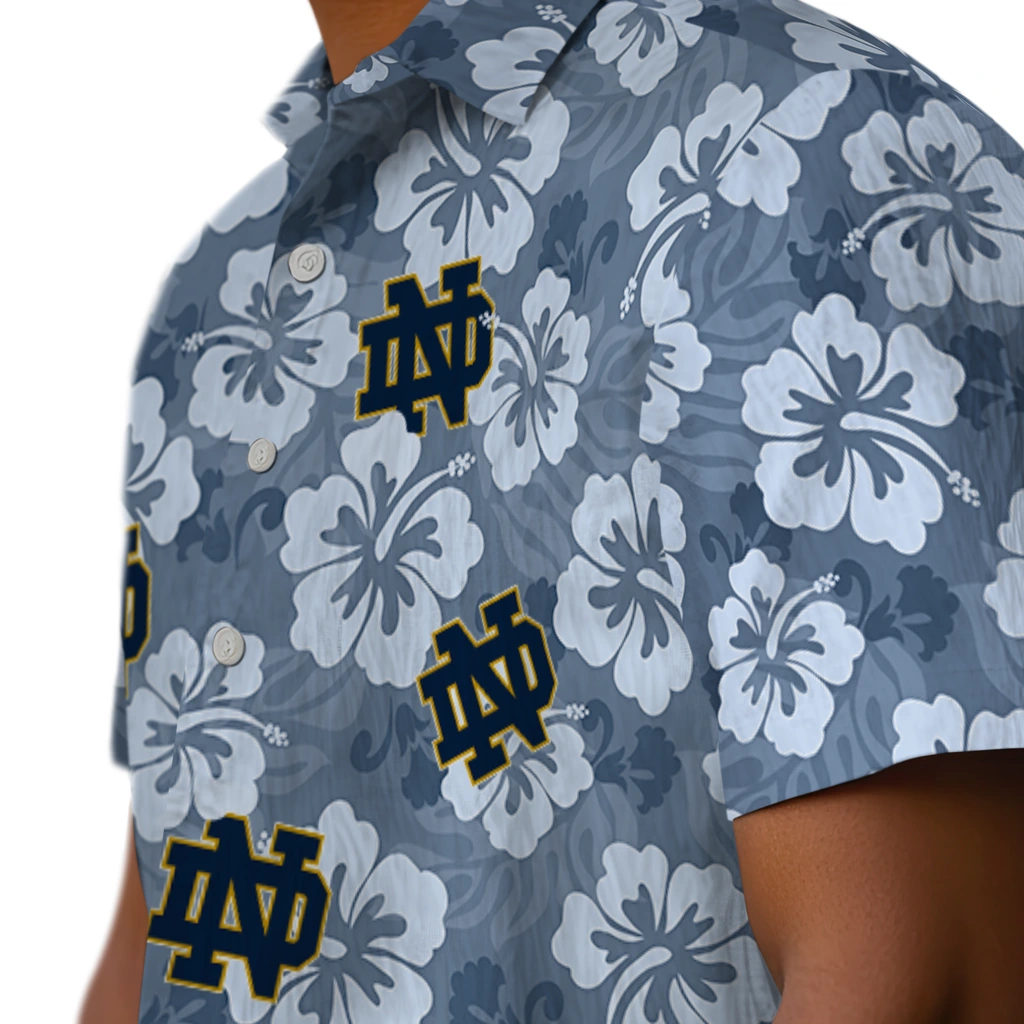 Notre Dame Fighting Irish Hawaiian Shirt - Hibiscus Cluster notre dame fighting irish hibiscus cluster navy hawaiian shirts trendy