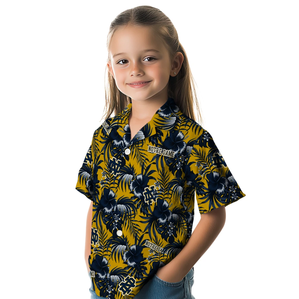 Notre Dame Fighting Irish Hawaiian Shirt - Hibiscus Exotic notre dame fighting irish hibiscus exotic navy hawaiian shirts premium grade