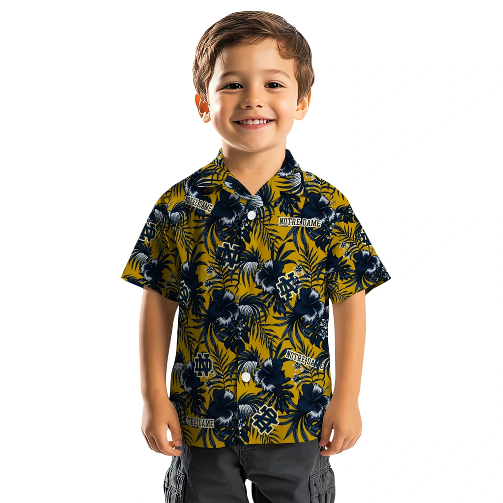 Notre Dame Fighting Irish Hawaiian Shirt - Hibiscus Exotic notre dame fighting irish hibiscus exotic navy hawaiian shirts top rated