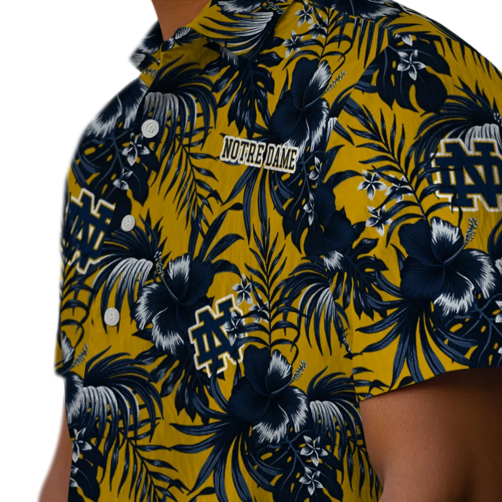 Notre Dame Fighting Irish Hawaiian Shirt - Hibiscus Exotic notre dame fighting irish hibiscus exotic navy hawaiian shirts trendy